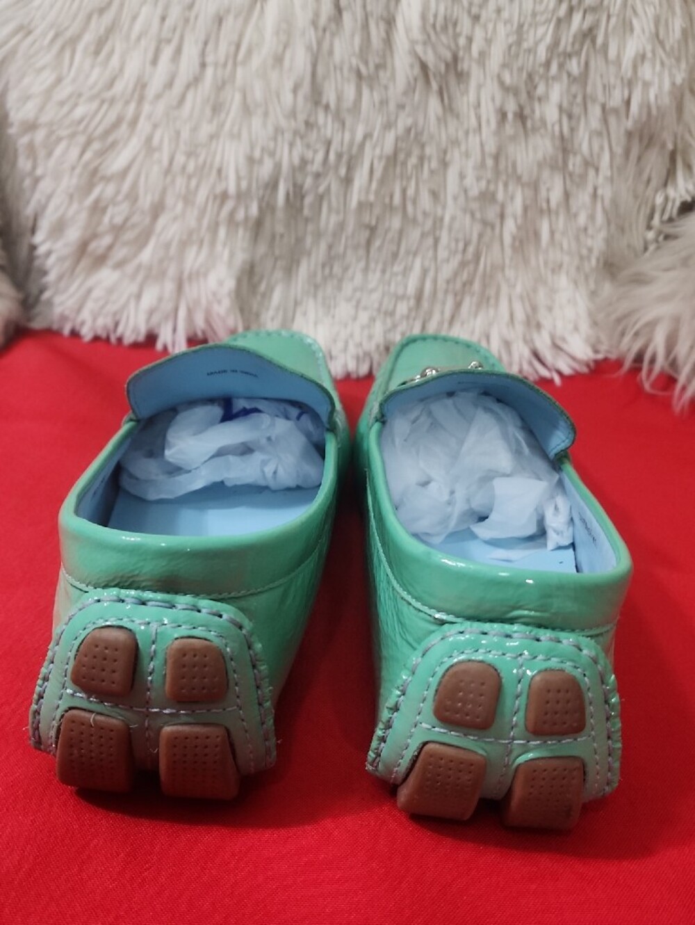 Cole Haan Women's Mint Green Leather Loafers - Picture 5 of 13